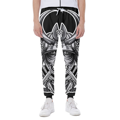 Silver Samurai Mask Print Scuba Joggers