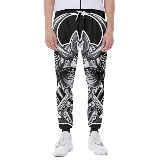 Silver Samurai Mask Print Scuba Joggers