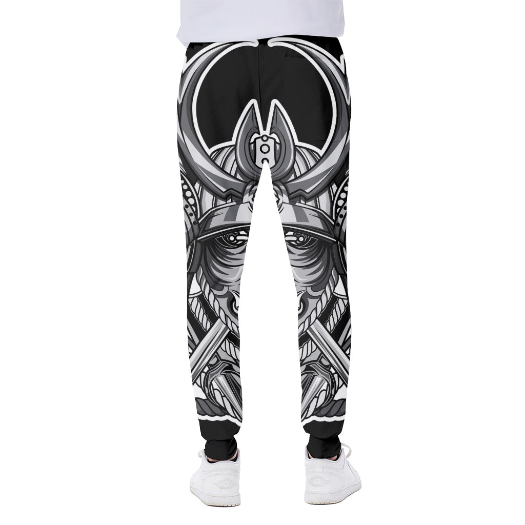 Silver Samurai Mask Print Scuba Joggers