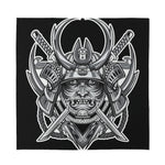 Silver Samurai Mask Print Silk Bandana