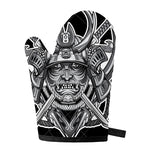 Silver Samurai Mask Print Single Oven Mitt