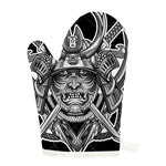 Silver Samurai Mask Print Single Oven Mitt
