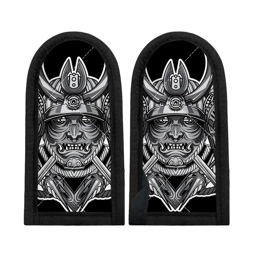 Silver Samurai Mask Print Skillet Handle Cover