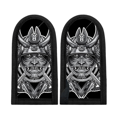 Silver Samurai Mask Print Skillet Handle Cover