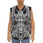 Silver Samurai Mask Print Sleeveless Baseball Jersey