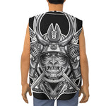 Silver Samurai Mask Print Sleeveless Baseball Jersey