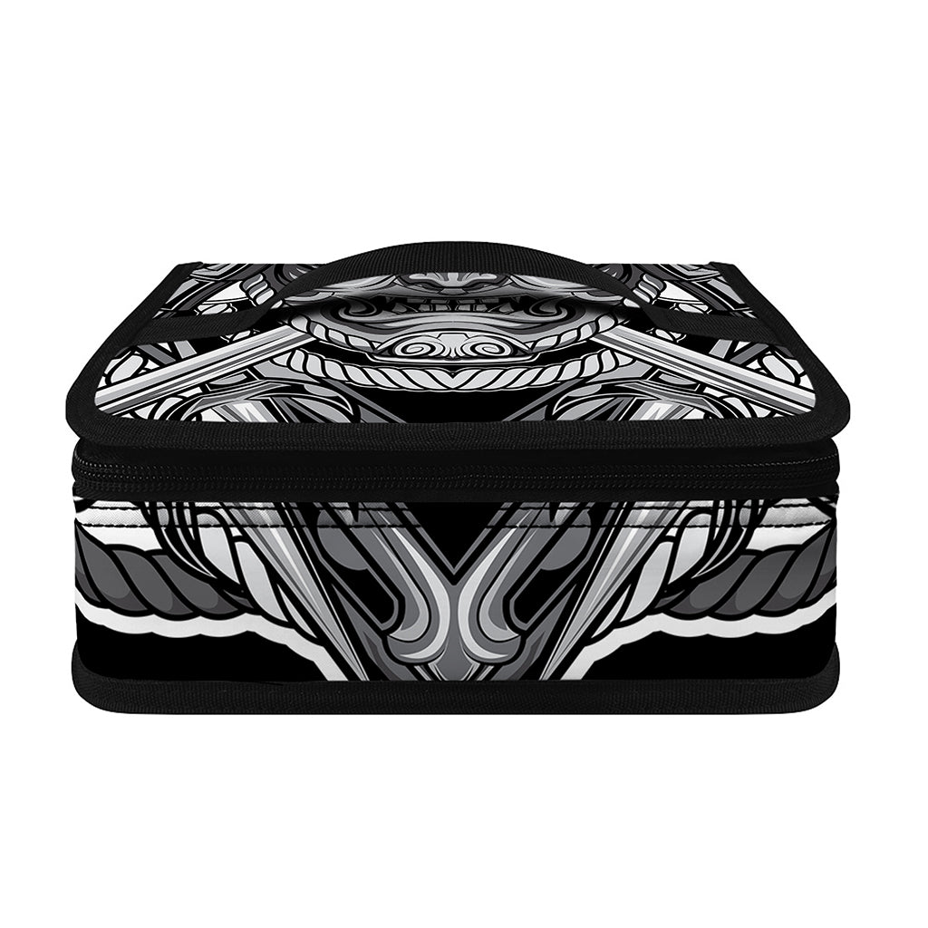 Silver Samurai Mask Print Small Lunch Bag