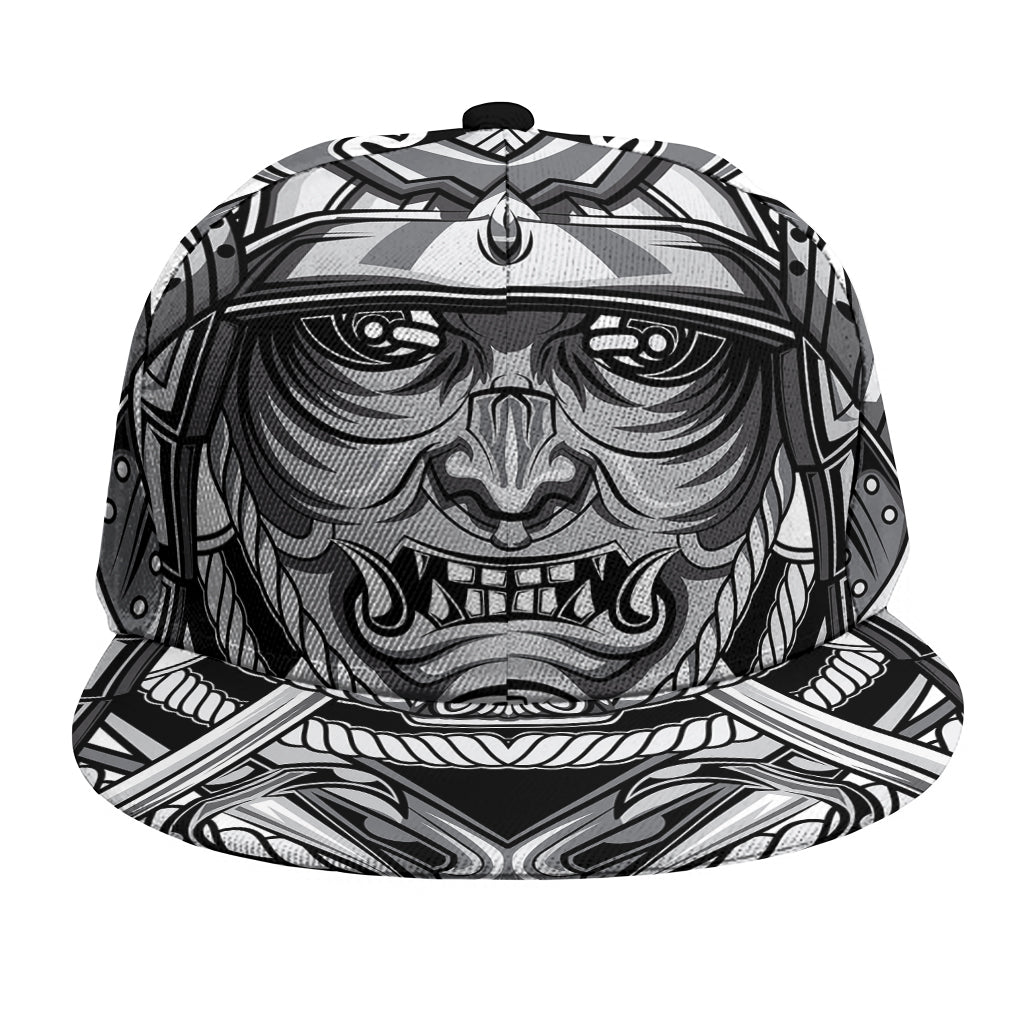 Silver Samurai Mask Print Snapback Cap