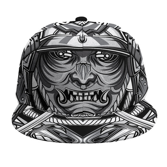 Silver Samurai Mask Print Snapback Cap