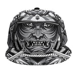 Silver Samurai Mask Print Snapback Cap