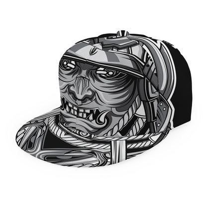Silver Samurai Mask Print Snapback Cap