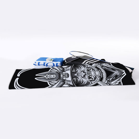 Silver Samurai Mask Print Sports Towel