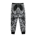 Silver Samurai Mask Print Sweatpants
