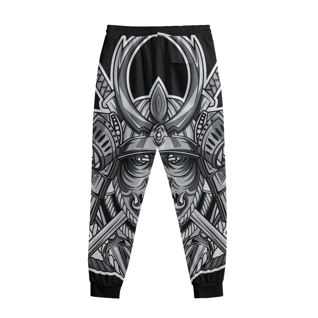 Silver Samurai Mask Print Sweatpants
