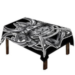 Silver Samurai Mask Print Tablecloth