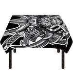Silver Samurai Mask Print Tablecloth