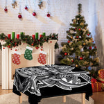 Silver Samurai Mask Print Tablecloth