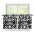 Silver Samurai Mask Print Tier Curtains
