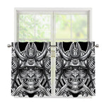 Silver Samurai Mask Print Tier Curtains