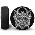 Silver Samurai Mask Print Tire Cover With Camera Hole