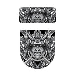 Silver Samurai Mask Print Toilet Lid And Tank Cover Set