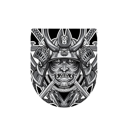 Silver Samurai Mask Print Toilet Lid Cover