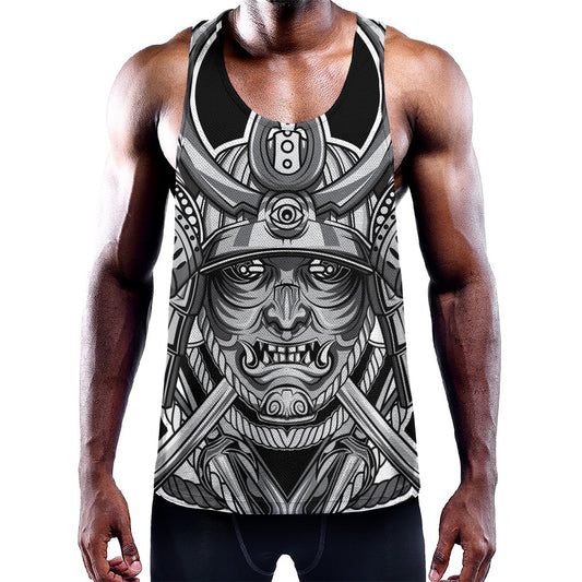 Silver Samurai Mask Print Training Tank Top