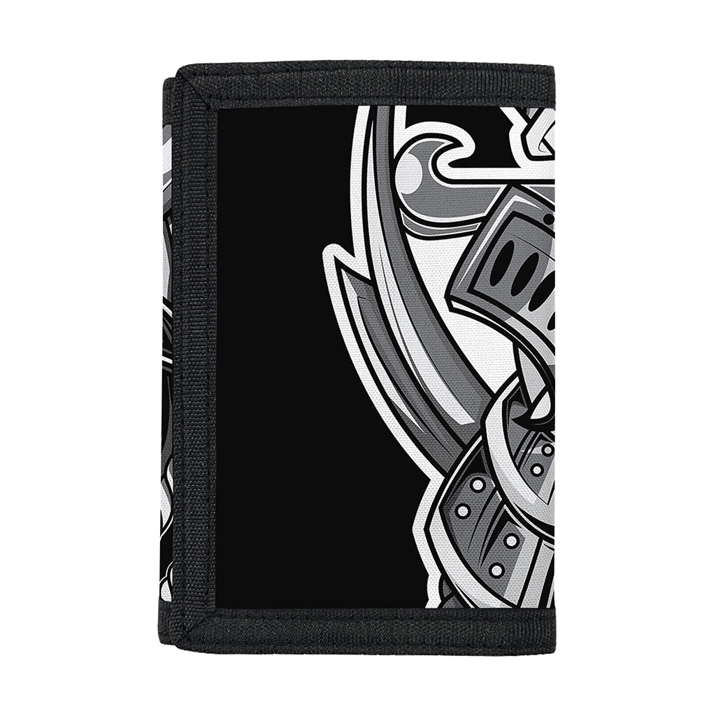 Silver Samurai Mask Print Trifold Wallet