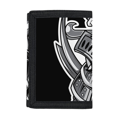 Silver Samurai Mask Print Trifold Wallet