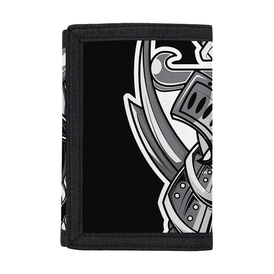 Silver Samurai Mask Print Trifold Wallet