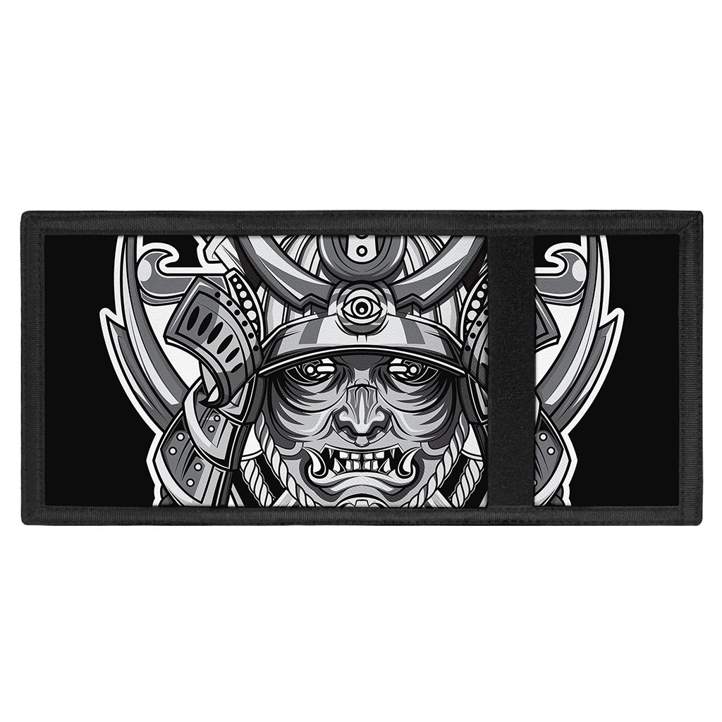 Silver Samurai Mask Print Trifold Wallet