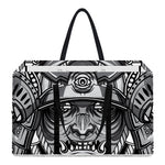 Silver Samurai Mask Print Utility Tote Bag
