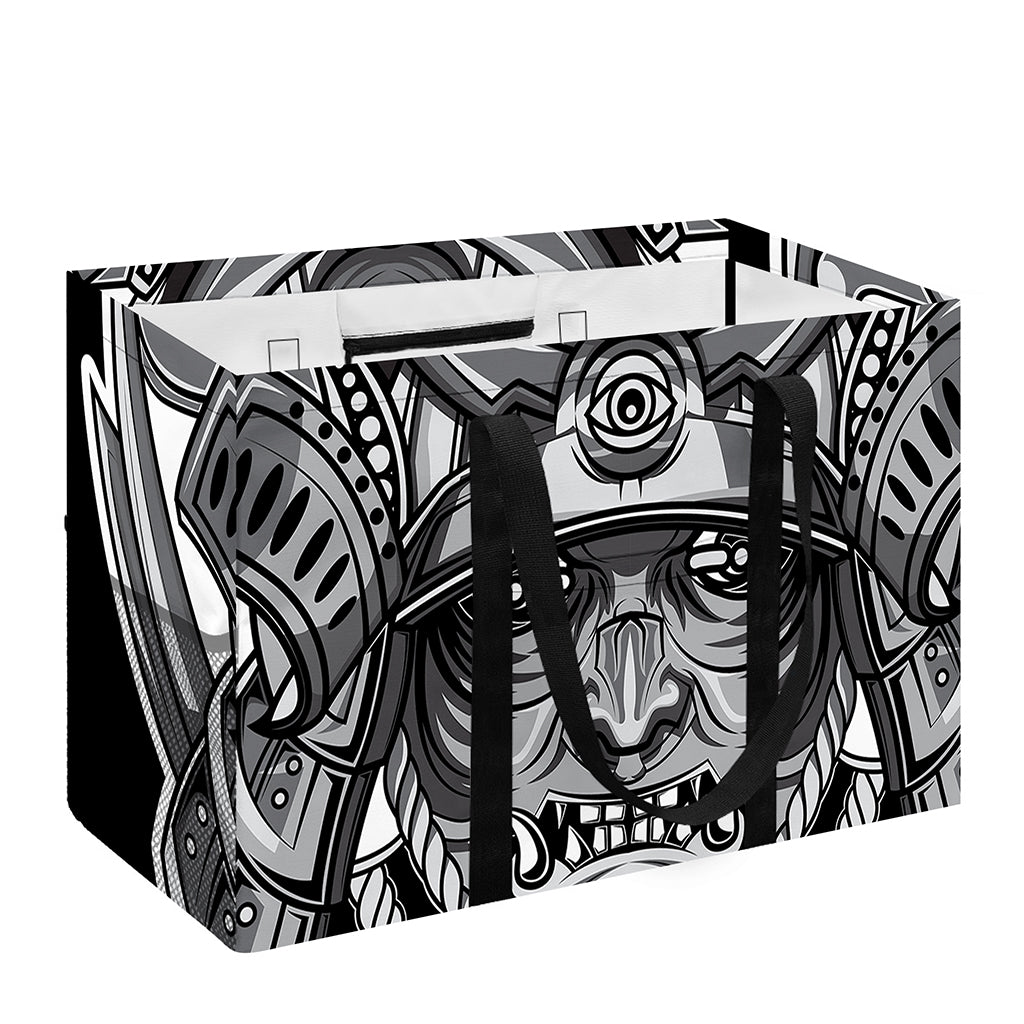 Silver Samurai Mask Print Utility Tote Bag
