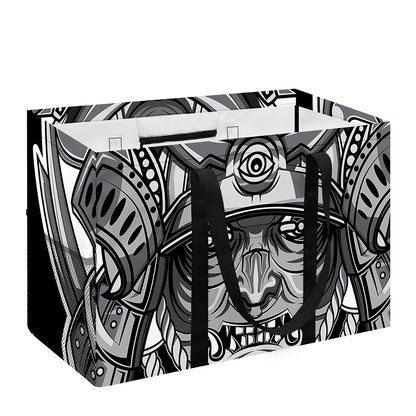 Silver Samurai Mask Print Utility Tote Bag