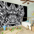 Silver Samurai Mask Print Wall Sticker