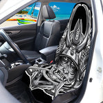 Silver Samurai Mask Print Waterproof Car Seat Cover
