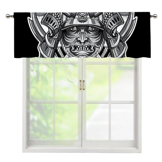 Silver Samurai Mask Print Window Valance