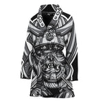 Silver Samurai Mask Print Women's Bathrobe