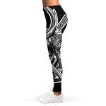 Silver Samurai Mask Print Women's Leggings