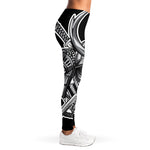 Silver Samurai Mask Print Women's Leggings