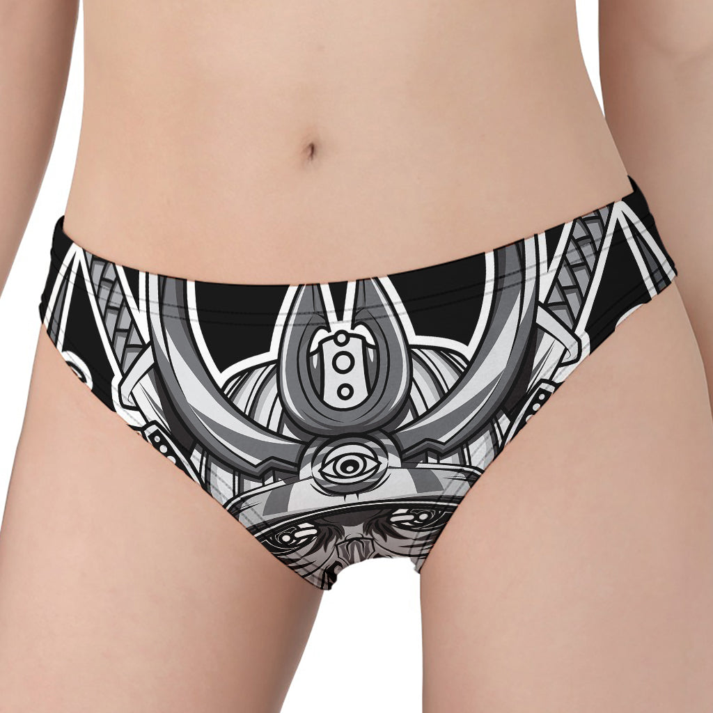 Silver Samurai Mask Print Women's Panties