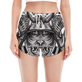 Silver Samurai Mask Print Women's Split Running Shorts