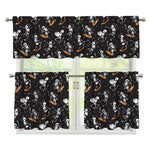 Skateboarding Skeleton Pattern Print 3 Piece Kitchen Curtains