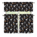 Skateboarding Skeleton Pattern Print 3 Piece Kitchen Curtains
