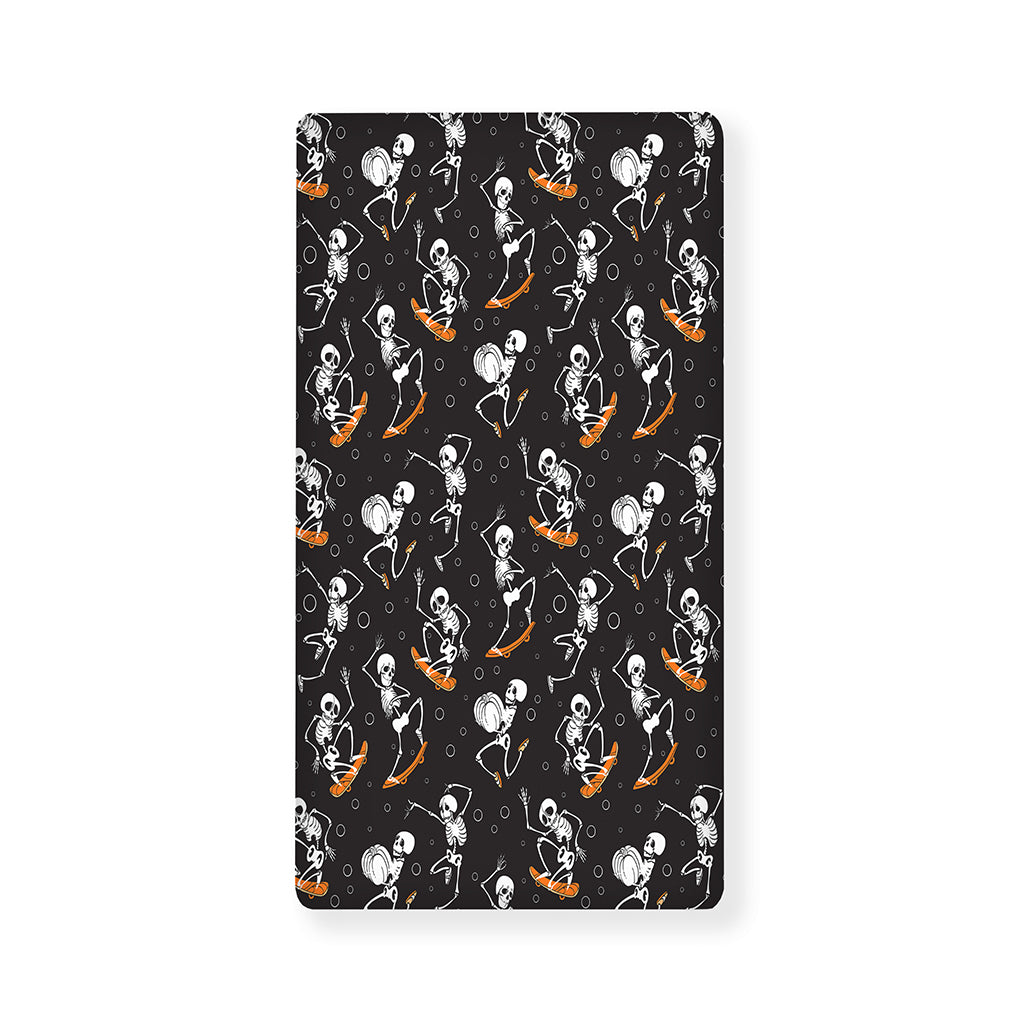 Skateboarding Skeleton Pattern Print Baby Crib Sheet