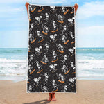 Skateboarding Skeleton Pattern Print Beach Towel