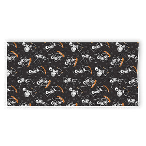 Skateboarding Skeleton Pattern Print Beach Towel