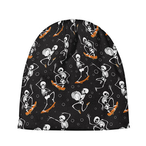 Skateboarding Skeleton Pattern Print Beanie