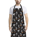 Skateboarding Skeleton Pattern Print Bib Apron With Pocket