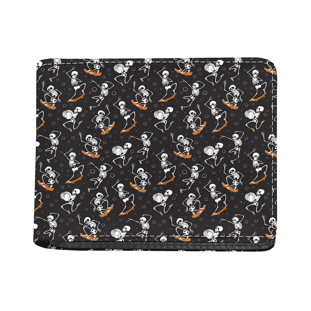 Skateboarding Skeleton Pattern Print Bifold Wallet
